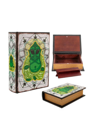 Livro de madeira - Alien Buddha