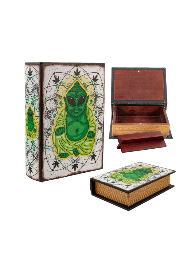 Livro de madeira - Alien Buddha