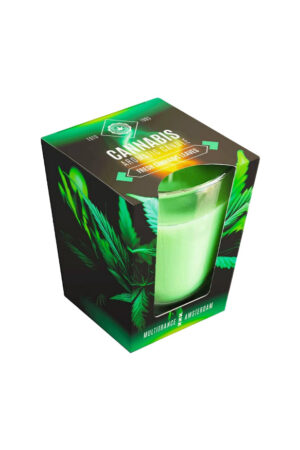Vela aromática cannabis folhas frescas