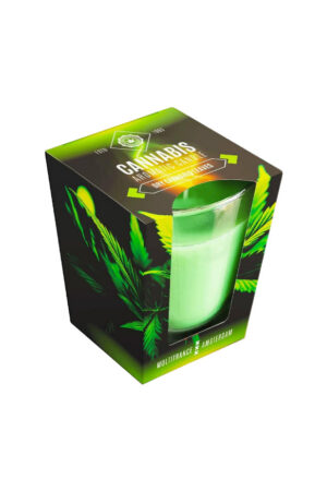 Vela aromática cannabis folhas secas