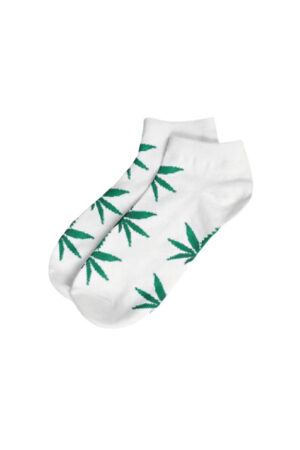 Meias cannabis curta - Branca Folhas