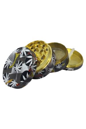 Grinder metal 50mm 4P Folhas fundo cinza