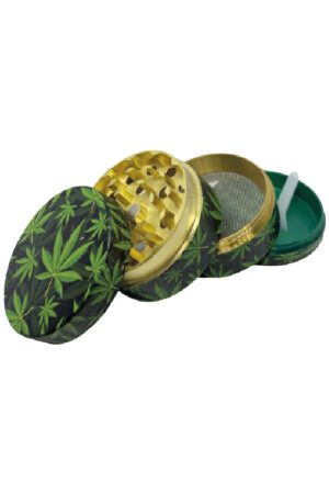 Grinder metal 50mm 4P Folhas verde e preto