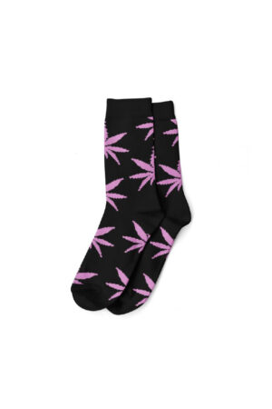 Meias cannabis longa - Preta Folhas rosas