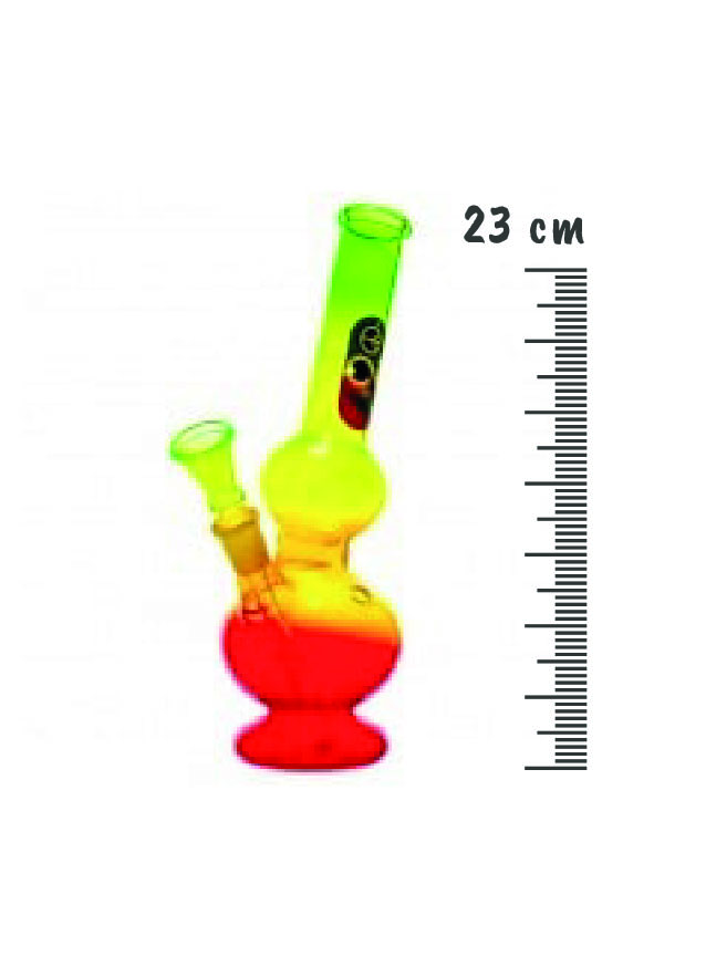 Bongo de vidro rasta 23cm - inclinado 420