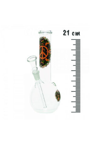 Bongo de vidro Peace castanho 21cm