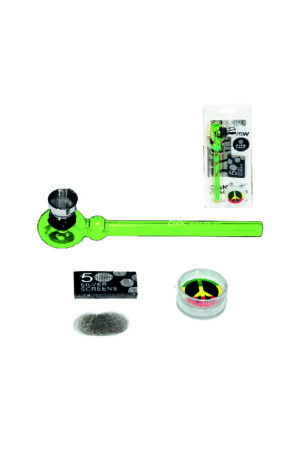 Cachimbo vidro 140mm  verde + Grinder
