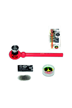 Cachimbo vidro 140mm  vermelho + Grinder