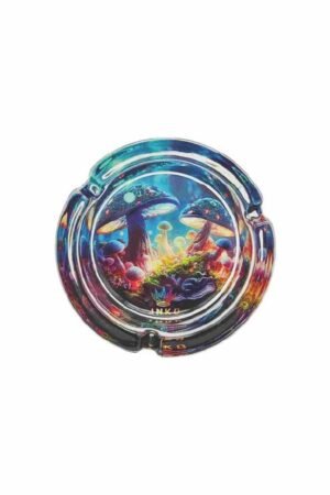 Cinzeiro de vidro redondo Cogumelo azul