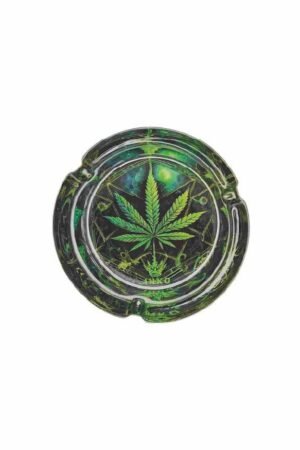 Cinzeiro de vidro redondo Folha Cannabis